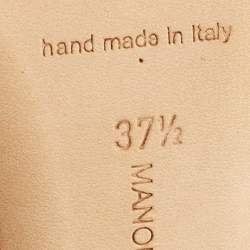 Pre Owned Manolo Blahnik Red Leather Laserato BB Pumps Size 37.5