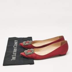 Manolo Blahnik Burgundy Suede Hangisi Ballet Flats Size 38.5