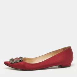 Manolo Blahnik Burgundy Suede Hangisi Ballet Flats Size 38.5