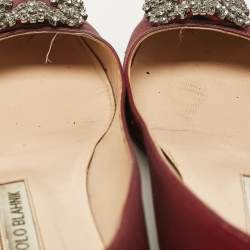 Manolo Blahnik Burgundy Suede Hangisi Ballet Flats Size 38.5