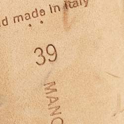 Pre Owned Manolo Blahnik Grey/Burgundy Satin Gotrian Pumps Size 39