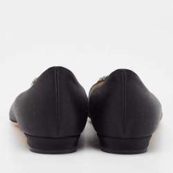 Manolo Blahnik Black Satin Hangisi Ballet Flats Size 39