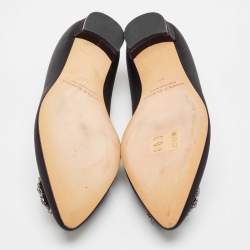 Manolo Blahnik Black Satin Hangisi Ballet Flats Size 39