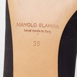 Manolo Blahnik Black Satin Hangisi Ballet Flats Size 39