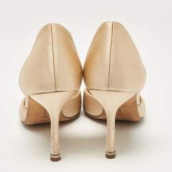 Pre Owned Manolo Blahnik Beige Satin Hangisi D'orsay Pumps Size 38