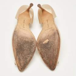 Pre Owned Manolo Blahnik Beige Satin Hangisi D'orsay Pumps Size 38