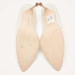 Pre Owned Manolo Blahnik Ivory Satin Hangisi Pumps Size 40.5
