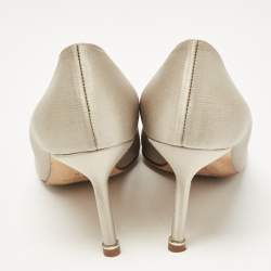 Manolo Blahnik Light Grey Satin Hangisi Pumps Size 38.5