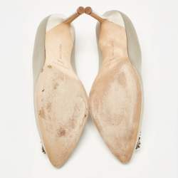 Manolo Blahnik Light Grey Satin Hangisi Pumps Size 38.5