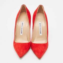 Manolo Blahnik Red Suede BB Pumps Size 36.5