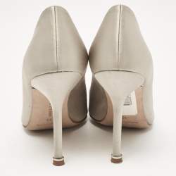 Pre Owned Manolo Blahnik Grey Satin Hangisi Pumps Size 36
