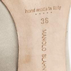 Pre Owned Manolo Blahnik Grey Satin Hangisi Pumps Size 36