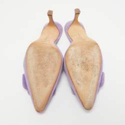 Pre Owned Manolo Blahnik Lilac Suede Maysale Mules Size 37.5