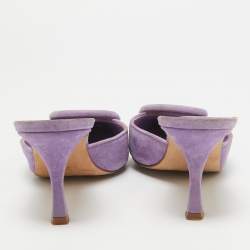 Pre Owned Manolo Blahnik Lilac Suede Maysale Mules Size 37.5