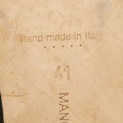 Pre Owned Manolo Blahnik Navy Blue Satin Hangisi Mules Size 41