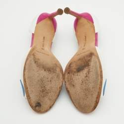 Pre Owned Manolo Blahnik Multicolor Suede and Leather D'orsay Pumps Size 38