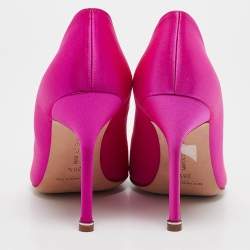 Pre Owned Manolo Blahnik Pink Satin Hangisi Pumps Size 38.5