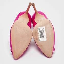 Pre Owned Manolo Blahnik Pink Satin Hangisi Pumps Size 38.5