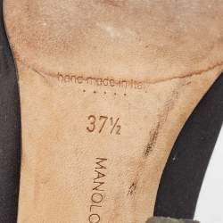 Pre Owned Manolo Blahnik Black Satin Embellished Pointed Toe Pumps Size 37.5