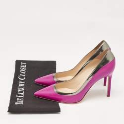 Manolo Blahnik Purple/Metallic Grey Leather Pointed Toe Pumps Size 38