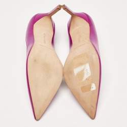 Manolo Blahnik Purple/Metallic Grey Leather Pointed Toe Pumps Size 38