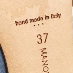 Pre Owned Manolo Blahnik Blue Satin Hangisi Pumps Size 37