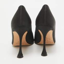 Manolo Blahnik Black Satin Matik Peep Toe Pumps Size 37.5
