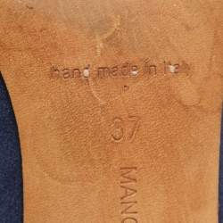 Pre Owned Manolo Blahnik Navy Blue Satin Hangisi Pumps Size 37