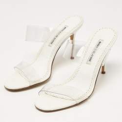 Pre Owned Manolo Blahnik Transparent PVC Scolto Slide Sandals Size 39