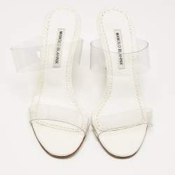 Pre Owned Manolo Blahnik Transparent PVC Scolto Slide Sandals Size 39