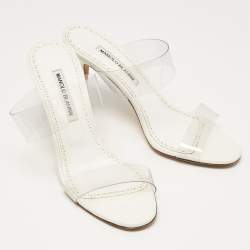 Pre Owned Manolo Blahnik Transparent PVC Scolto Slide Sandals Size 39