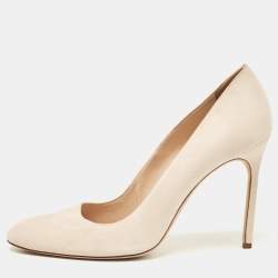 Manolo Blahnik Beige Suede Pointed Toe BB Pumps Size 41