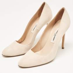 Manolo Blahnik Beige Suede Pointed Toe BB Pumps Size 41