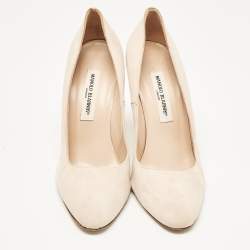 Manolo Blahnik Beige Suede Pointed Toe BB Pumps Size 41