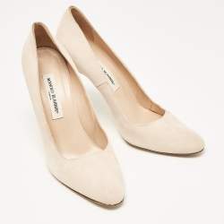 Manolo Blahnik Beige Suede Pointed Toe BB Pumps Size 41