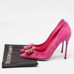 Manolo Blahnik Purple Suede Hangisi Pumps Size 37.5