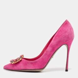 Manolo Blahnik Purple Suede Hangisi Pumps Size 37.5