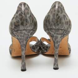 Manolo Blahnik Grey Leopard Print Suede Sedaraby D'Orsay Pumps Size 40.5