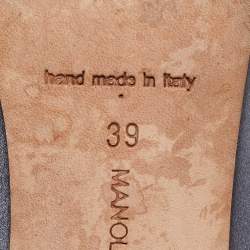 Pre Owned Manolo Blahnik Grey Satin Nadira Pointed Toe Pumps Size 39