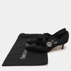 Manolo Blahnik Black Satin Verna Pumps Size 40