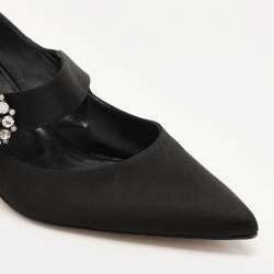 Manolo Blahnik Black Satin Verna Pumps Size 40