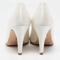 Pre Owned Manolo Blahnik White Satin Rhinestone Pumps Size 37.5