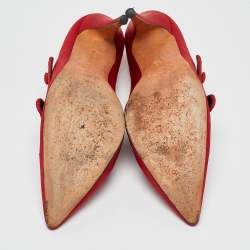 Manolo Blahnik Red Satin D'orsay Pumps Size 37
