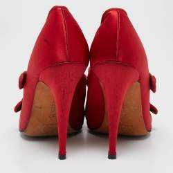 Manolo Blahnik Red Satin D'orsay Pumps Size 37