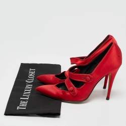 Manolo Blahnik Red Satin D'orsay Pumps Size 37