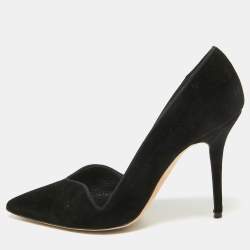 Manolo Blahnik Black Velvet Pointed Toe Pumps Size 36.5