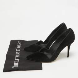 Manolo Blahnik Black Velvet Pointed Toe Pumps Size 36.5