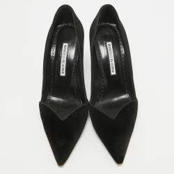 Manolo Blahnik Black Velvet Pointed Toe Pumps Size 36.5