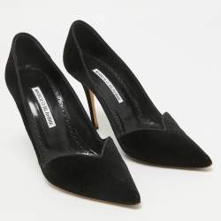 Manolo Blahnik Black Velvet Pointed Toe Pumps Size 36.5
