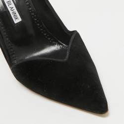 Manolo Blahnik Black Velvet Pointed Toe Pumps Size 36.5